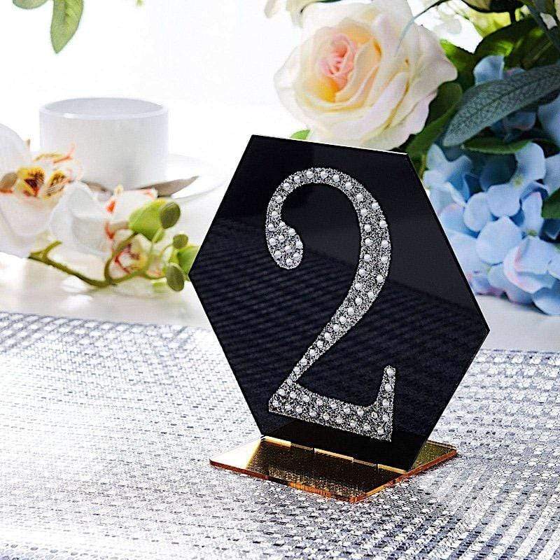 4" tall Number  Self-Adhesive Rhinestones Gem Stickers - Silver