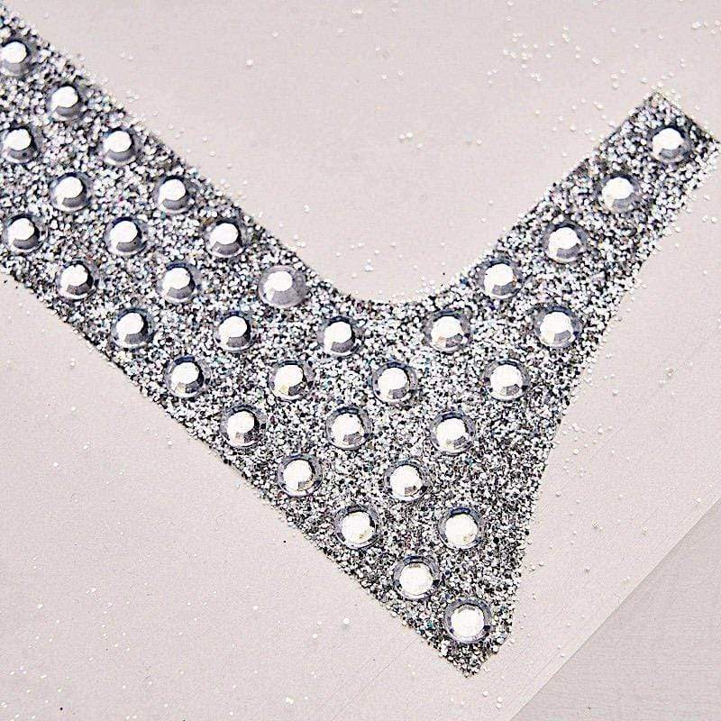 4" tall Number  Self-Adhesive Rhinestones Gem Stickers - Silver