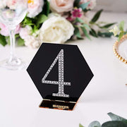 4" tall Number  Self-Adhesive Rhinestones Gem Stickers - Silver