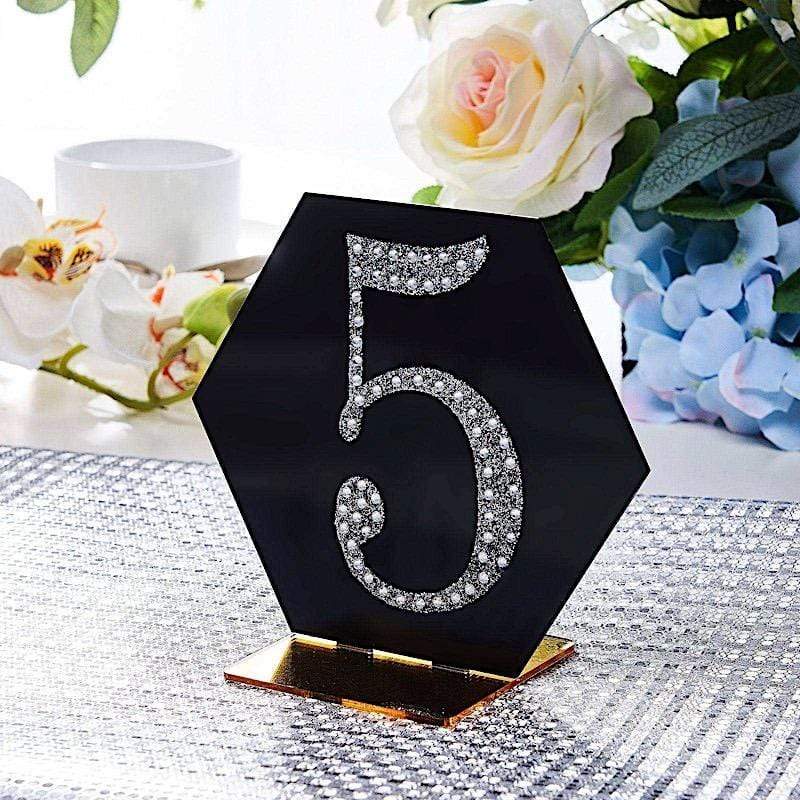 4" tall Number  Self-Adhesive Rhinestones Gem Stickers - Silver
