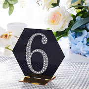 4" tall Number  Self-Adhesive Rhinestones Gem Stickers - Silver