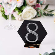 4" tall Number  Self-Adhesive Rhinestones Gem Stickers - Silver