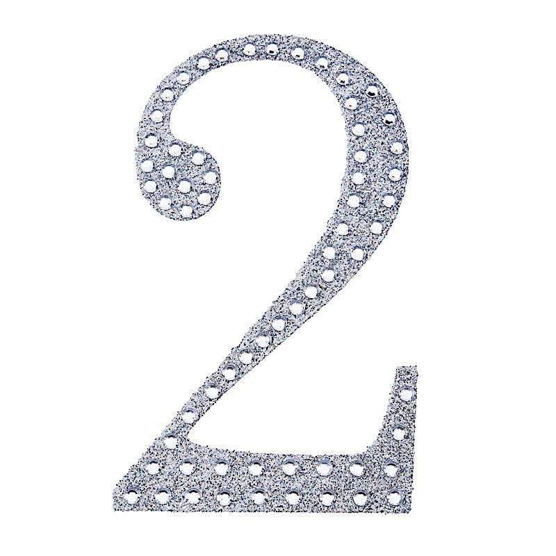 4" tall Number  Self-Adhesive Rhinestones Gem Stickers - Silver DIA_NUM_GLIT4_SILV_2