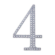 4" tall Number  Self-Adhesive Rhinestones Gem Stickers - Silver DIA_NUM_GLIT4_SILV_4