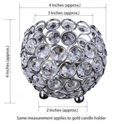 4" Tall Wide Crystal Beaded Round Votive Tealight Candle Holder