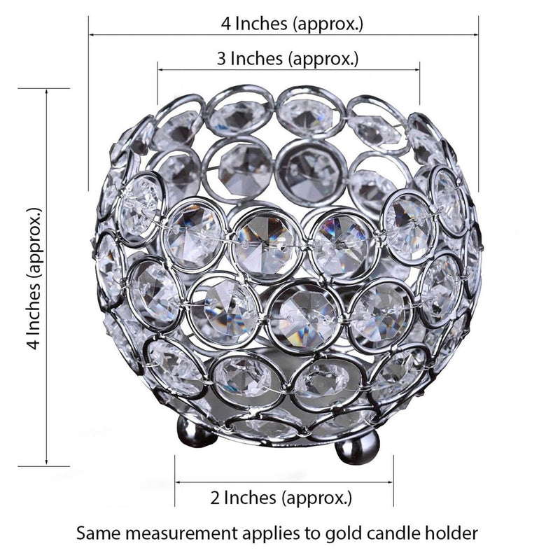 4" Tall Wide Crystal Beaded Round Votive Tealight Candle Holder