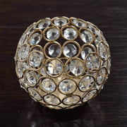 4" Tall Wide Crystal Beaded Round Votive Tealight Candle Holder
