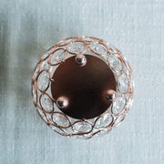 4" Tall Wide Crystal Beaded Round Votive Tealight Candle Holder