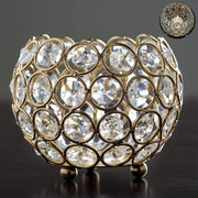 4" Tall Wide Crystal Beaded Round Votive Tealight Candle Holder CHDLR_CAND_001_GOLD