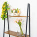 4 Tier Ladder Shelf Metal with Natural Wood Rack Display Stand - Black and Brown FURN_WOD_RCK004_DKBN