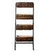 4 Tier Metal Stand with Natural Wood Planters Holders - Black and Brown FURN_WOD_RCK002