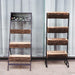 4 Tier Metal Stand with Natural Wood Planters Holders - Black and Brown FURN_WOD_RCK002