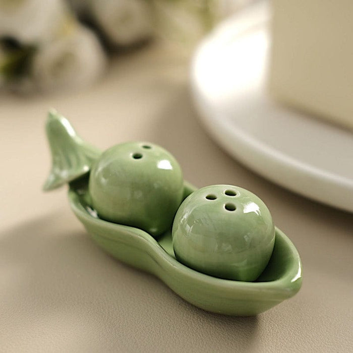 Two Peas in A Pod Ceramic Salt & Pepper Shakers (Set of 4)
