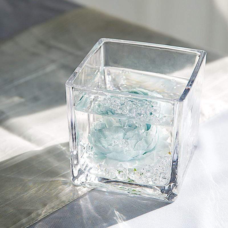 4" wide Cube Glass Vase - Clear VASE_A2