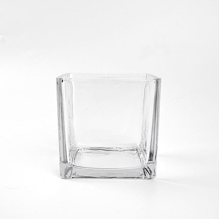 4" wide Cube Glass Vase - Clear VASE_A2