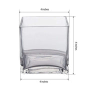 4" wide Cube Glass Vase - Clear VASE_A2