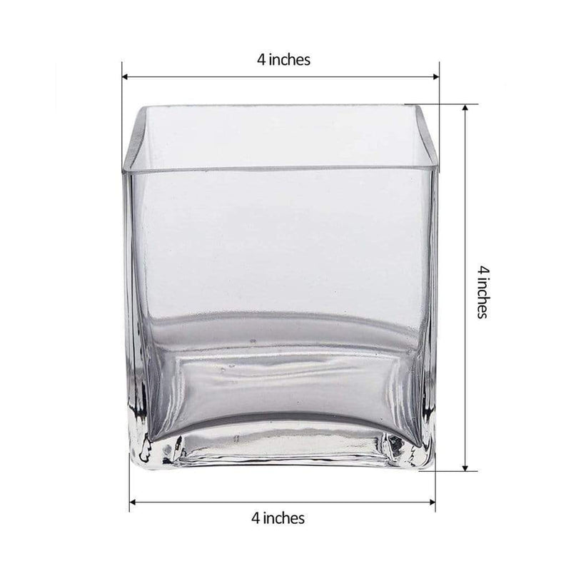 4" wide Cube Glass Vase - Clear VASE_A2