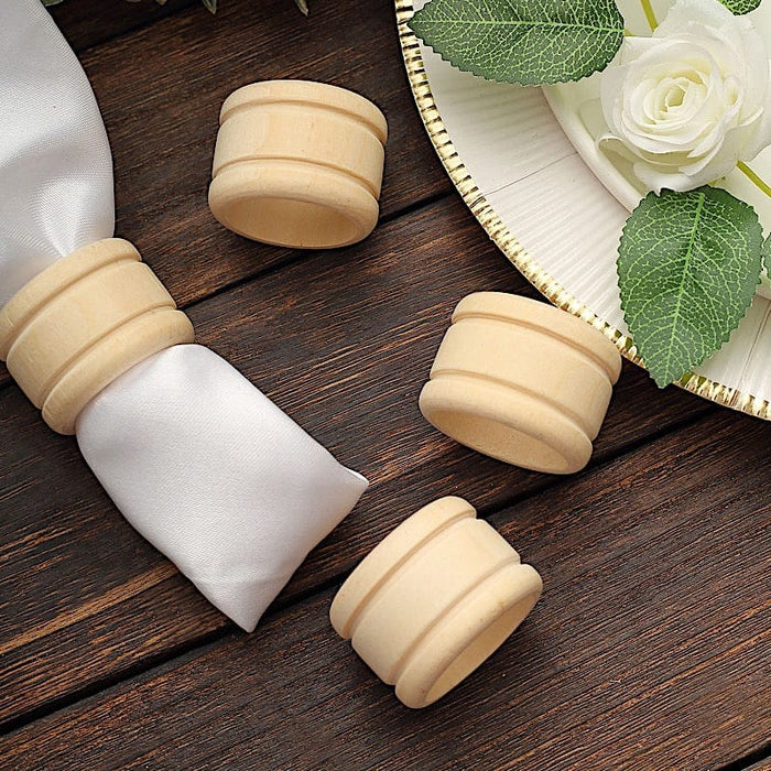 Balsacircle 4 Natural Rustic Unfinished Wood Napkin Rings Wedding Party Catering Restaurant Kitchen Tableware Compostable, Size: 1.75, Brown