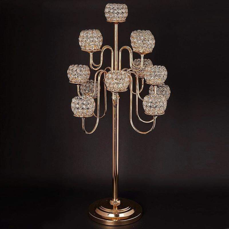 40" Crystal Beaded Candelabra Candle Holder Wedding Centerpiece CHDLR_047_GOLD