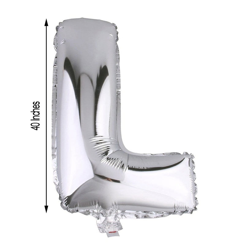 40" Mylar Foil Balloon - Silver Letters