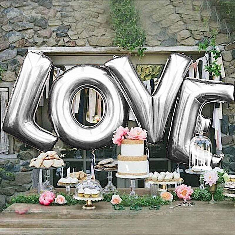 40" Mylar Foil Balloon - Silver Letters