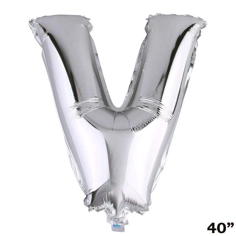 40" Mylar Foil Balloon - Silver Letters BLOON_40S_V