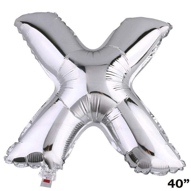 40" Mylar Foil Balloon - Silver Letters BLOON_40S_X
