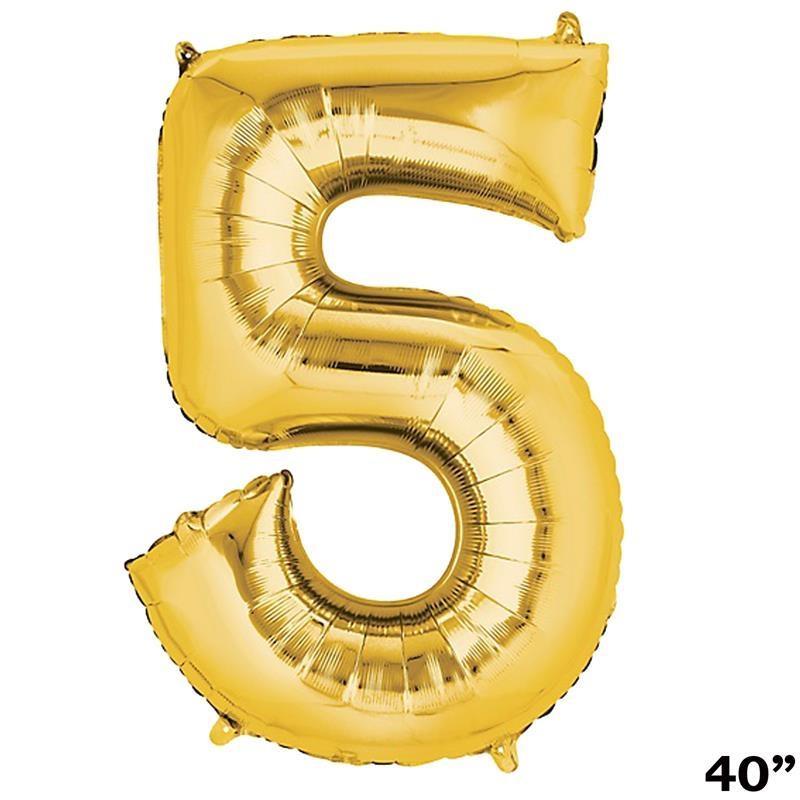 40" Mylar Foil Balloons - Gold Numbers BLOON_40G_5