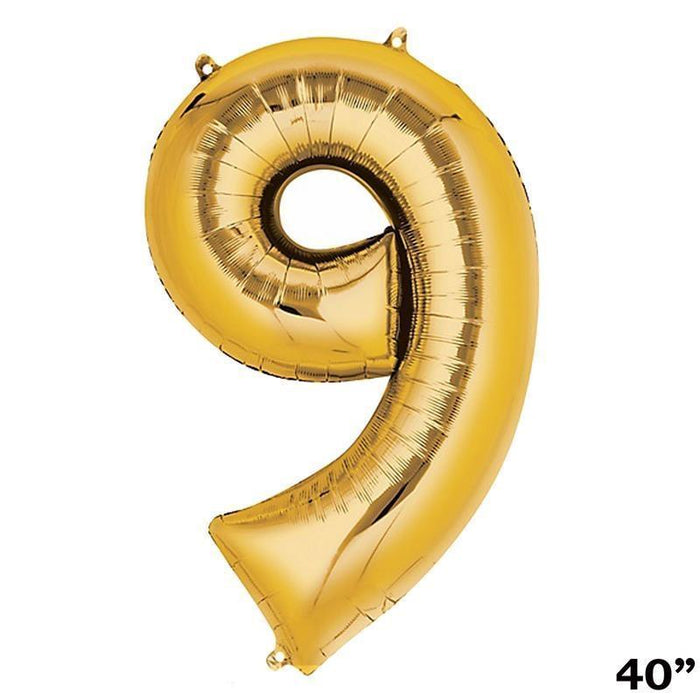 40" Mylar Foil Balloons - Gold Numbers BLOON_40G_9