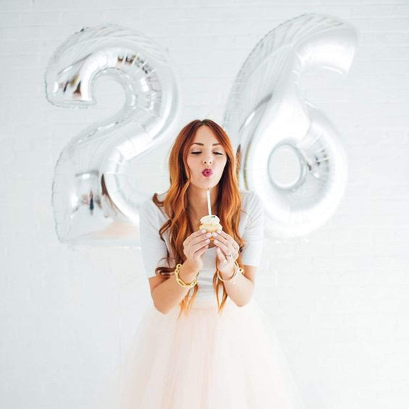 40" Mylar Foil Balloons - Silver Numbers
