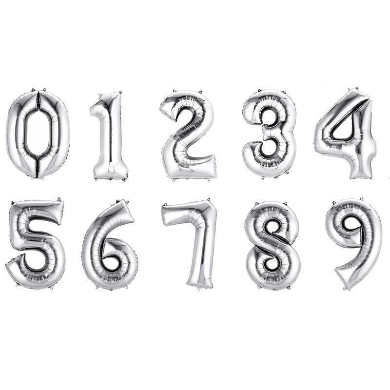 40" Mylar Foil Balloons - Silver Numbers
