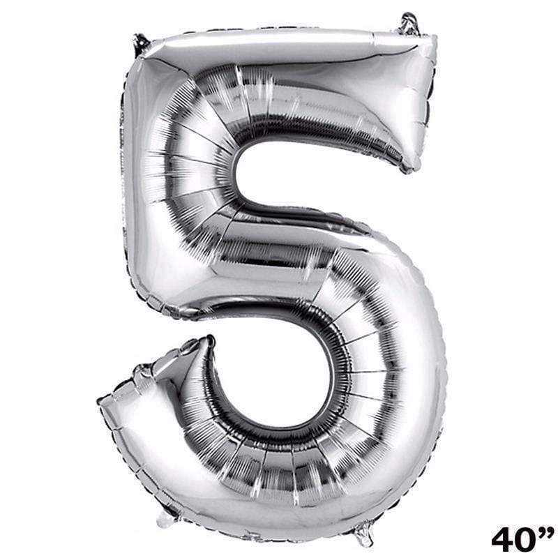 40" Mylar Foil Balloons - Silver Numbers BLOON_40S_5