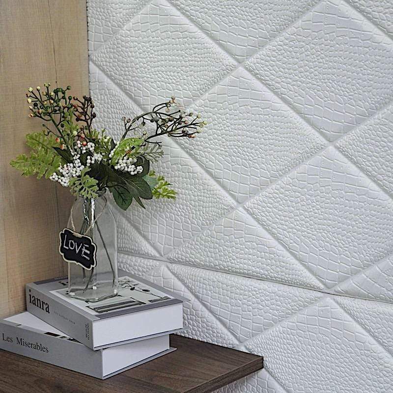40 sq ft Crisscross 3D Self Adhesive Foam Wall Panels - White WLL_FOAM03_WHT