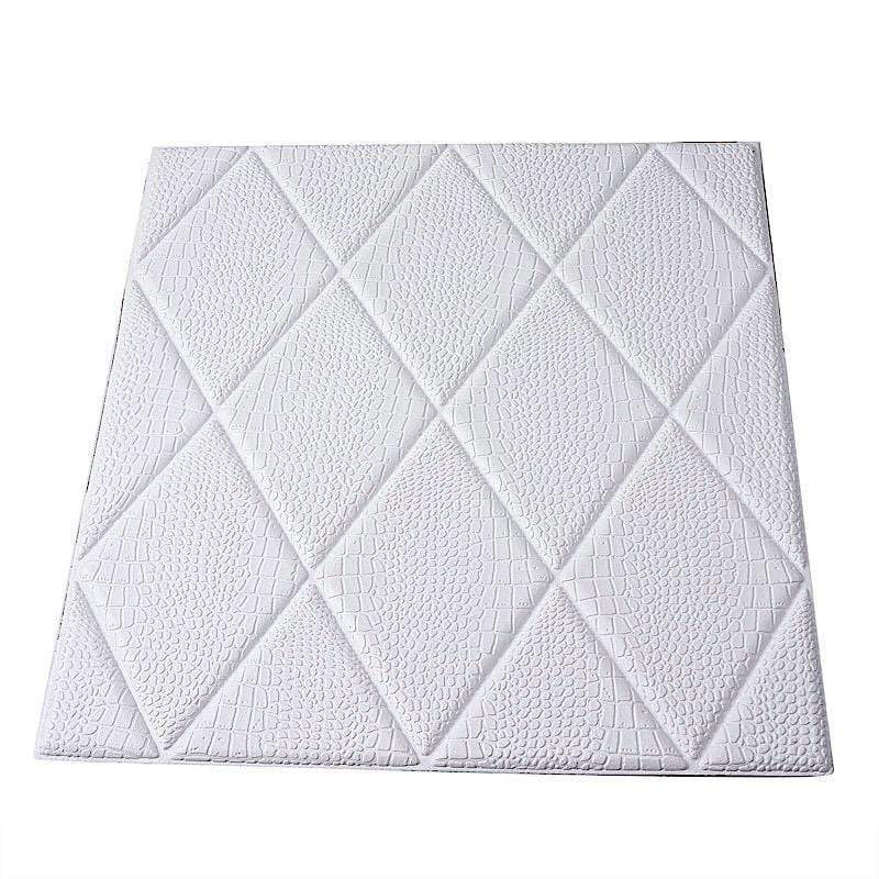 40 sq ft Crisscross 3D Self Adhesive Foam Wall Panels - White WLL_FOAM03_WHT