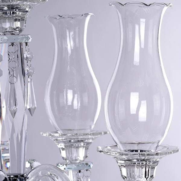 40" tall 5 Arm Crystal Glass Candelabra Hurricane Taper Candle Holder - Clear CHDLR_GLAS_026