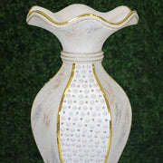 40" tall Ceramic Marble Design Vase with Pearls and Mirror Mosaic - White Gold PROP_MAB002_GOLD