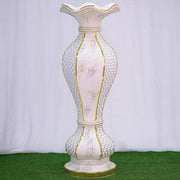 40" tall Ceramic Marble Design Vase with Pearls and Mirror Mosaic - White Gold PROP_MAB002_GOLD