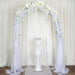 40" tall Wedding Column Floor Vase with Pearls and Mirror Mosaic - Silver and White PROP_PRL004_SILV