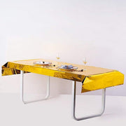 40" x 90" Rectangular Metallic Disposable Plastic Tablecloth - Gold TAB_FOL_01_40X90_GOLD
