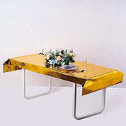 40" x 90" Rectangular Metallic Disposable Plastic Tablecloth - Gold TAB_FOL_01_40X90_GOLD