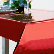 40" x 90" Rectangular Metallic Disposable Plastic Tablecloth - Red TAB_FOL_01_40X90_RED