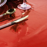 40" x 90" Rectangular Metallic Disposable Plastic Tablecloth - Red TAB_FOL_01_40X90_RED