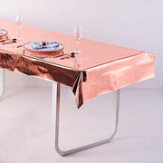 40" x 90" Rectangular Metallic Disposable Plastic Tablecloth - Rose Gold TAB_FOL_01_40X90_054