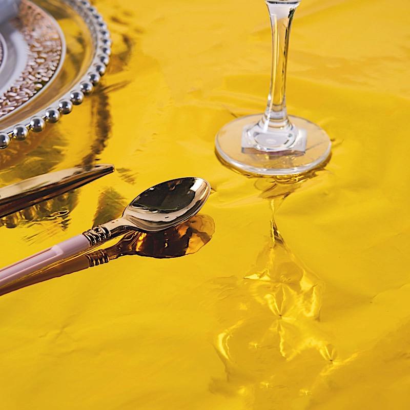 40" x 90" Rectangular Metallic Disposable Plastic Tablecloth