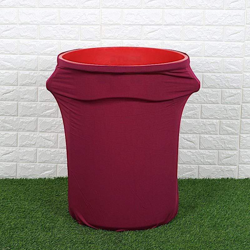 41-50 Gallons Spandex Stretch Round Trash Bin Cover - Burgundy TAB_SPX_TRSB02_BURG