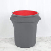 41-50 Gallons Spandex Stretch Round Trash Bin Cover - Charcoal Gray TAB_SPX_TRSB02_044