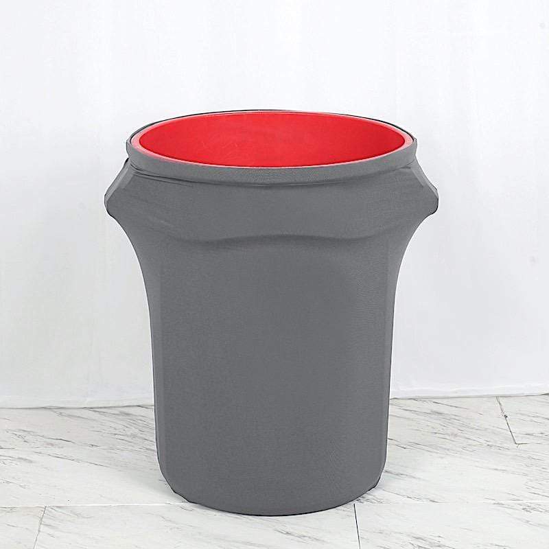 41-50 Gallons Spandex Stretch Round Trash Bin Cover - Charcoal Gray TAB_SPX_TRSB02_044