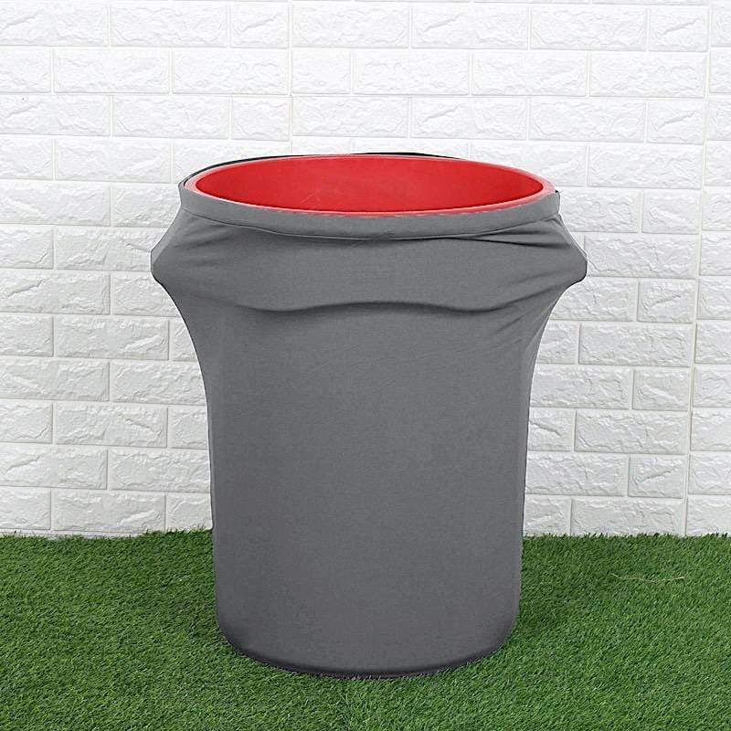 41-50 Gallons Spandex Stretch Round Trash Bin Cover - Charcoal Gray TAB_SPX_TRSB02_044