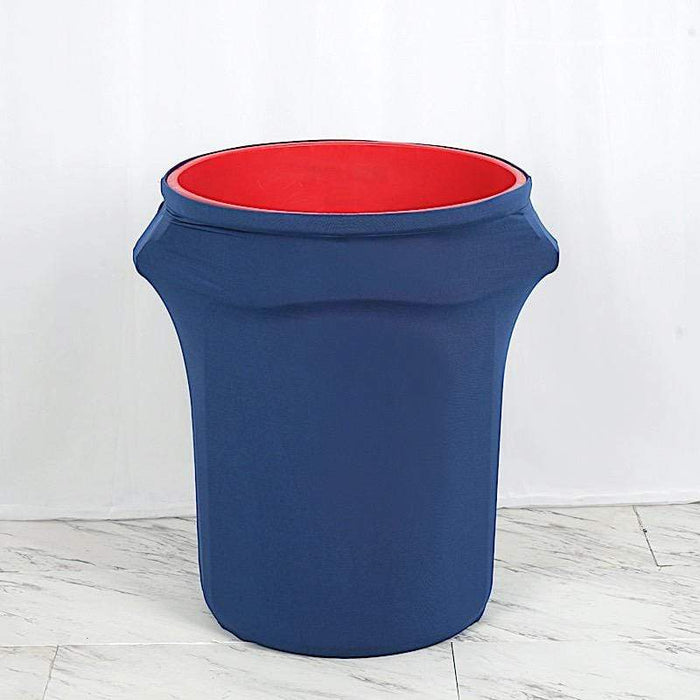 41-50 Gallons Spandex Stretch Round Trash Bin Cover - Navy Blue TAB_SPX_TRSB02_NAVY