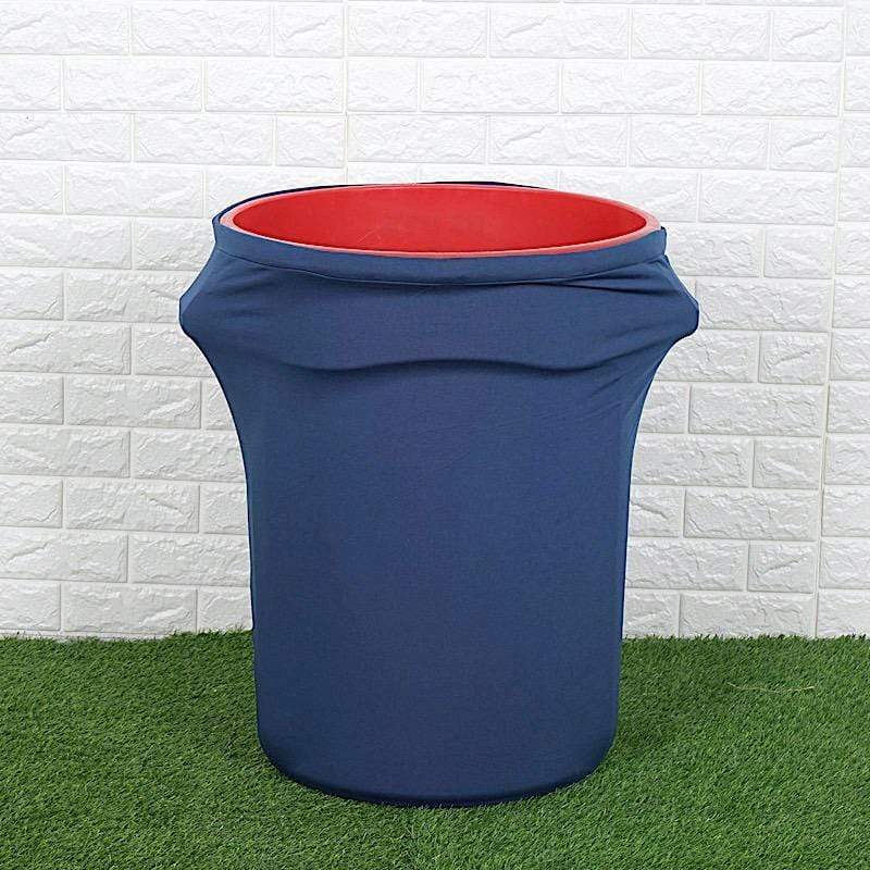 41-50 Gallons Spandex Stretch Round Trash Bin Cover - Navy Blue TAB_SPX_TRSB02_NAVY